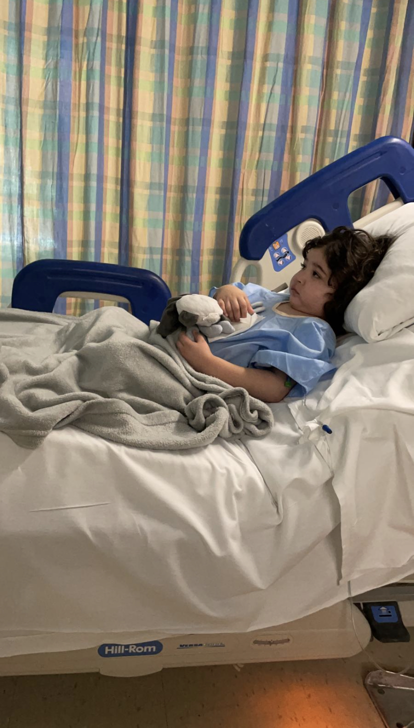 Max resting in hospital bed